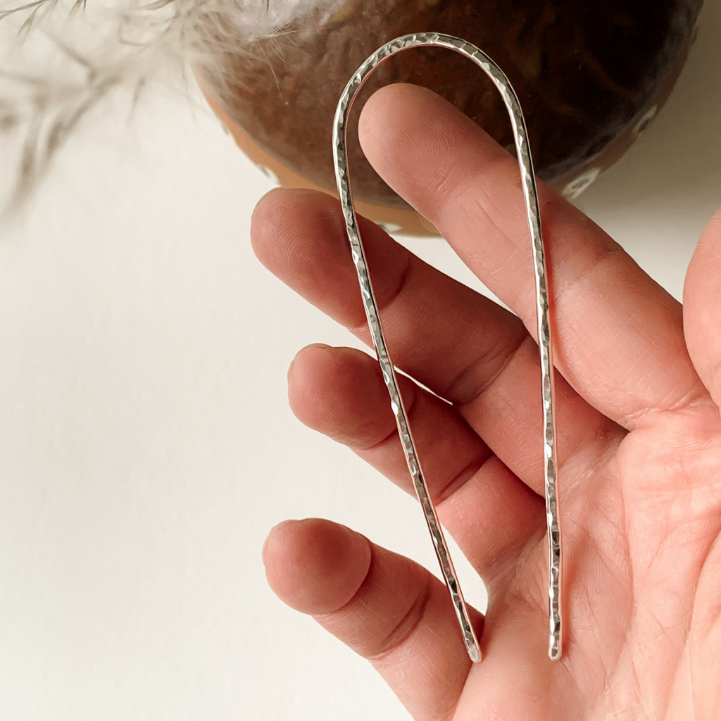 Small Hammered Hair Fork | Sterling Silver