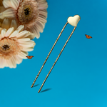 Small Heart Hair Fork | Brass