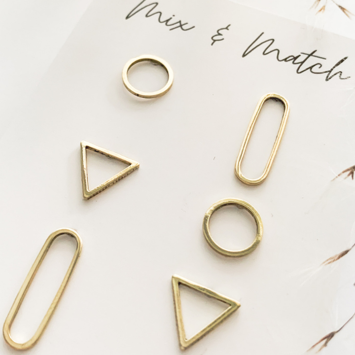 Geometric Stud Earrings | Set of 3 pairs