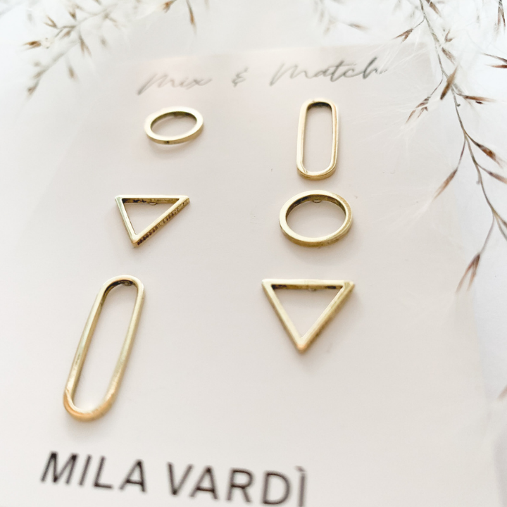 Geometric Stud Earrings | Set of 3 pairs