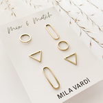 Geometric Stud Earrings | Set of 3 pairs